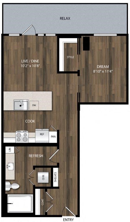 Portland Astoria Apartments in Portland, Oregon A6 Floor Plan